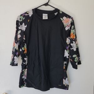 Black and Floral Ripzone Rash Guard